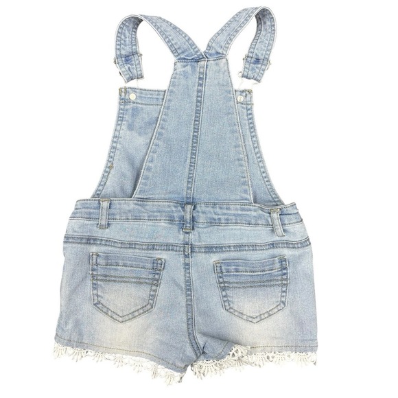 EPIC THREADS Girls Butterfly Crochet Lace Denim Shortall Blue Size 5T - Picture 2 of 6